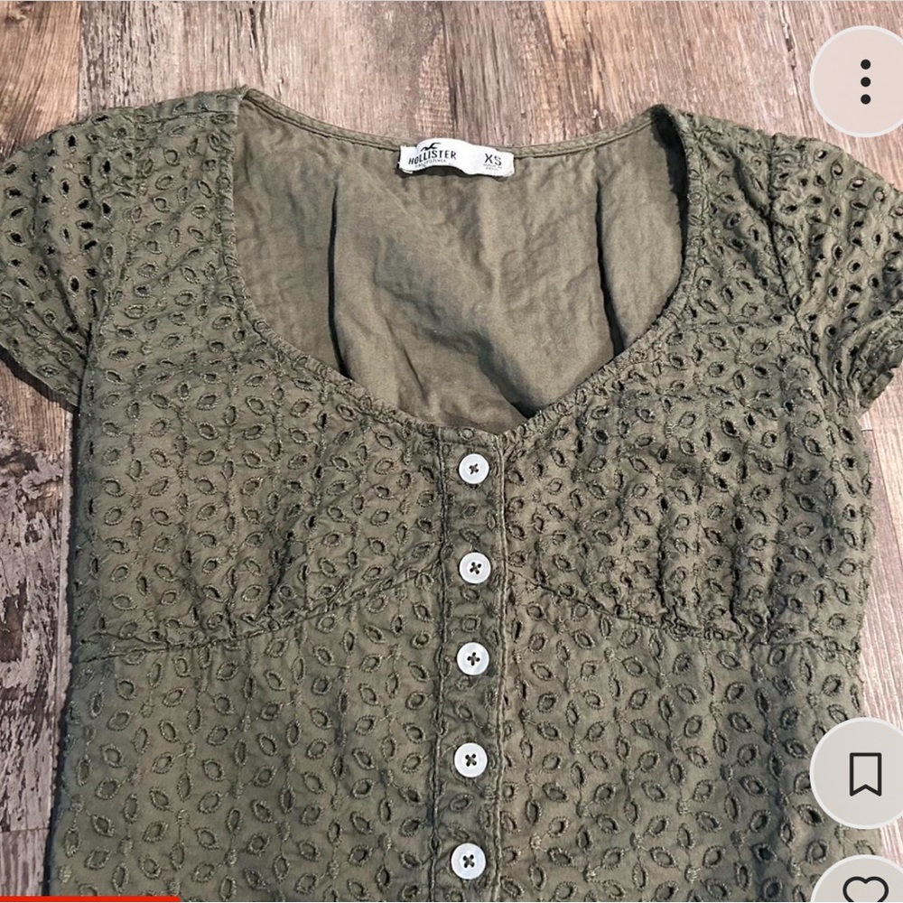 green hollister tight button up